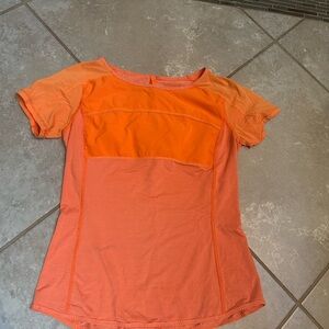 Lululemon Athletica Orange Fitted Short Sleeve T-Shirt